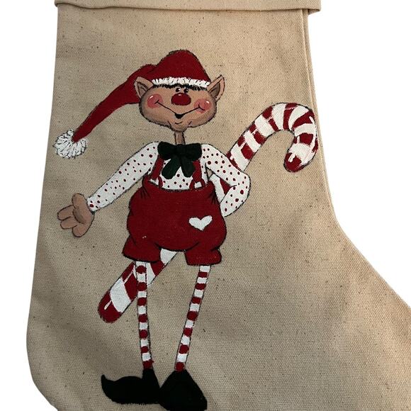 Westwater Ent. Primitive Christmas Stocking Elf Believe Folk Art Rustic 16" - Picture 3 of 8